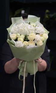 Букет (троянда садова, гортензія,діантус, фісташка) 2433 фото